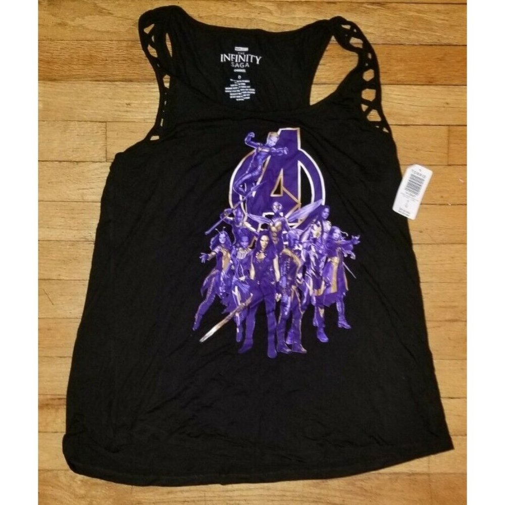 NWT Torrid x Marvel Infinity Saga Graphic Black Tank Top w/lattice Size 0 Plus